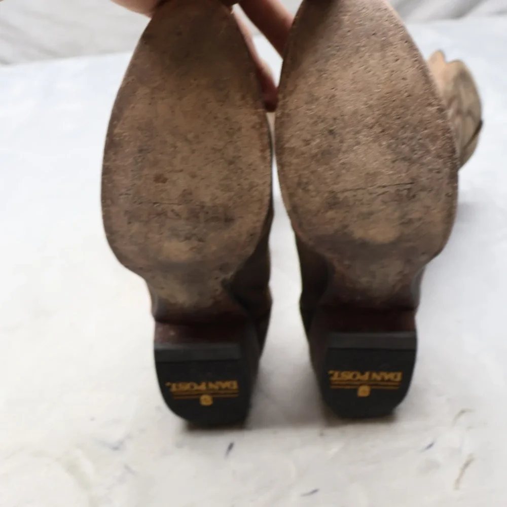 Dan Post Men 11D Western Boots Brown Leather Cowboy Embroidered Pull On 2153